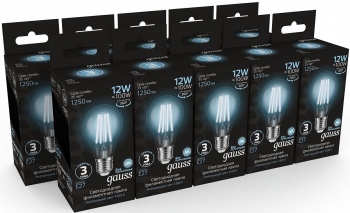  Gauss Filament 60 12W 1250lm 4100 27 LED 1/10/40