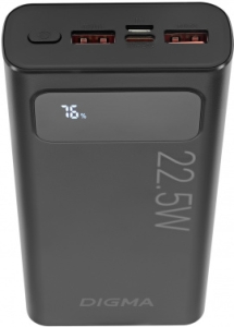   Digma DGPF20A 20000mAh QC3.0/PD3.0 22.5W 3A 2xUSB-A/USB-C  (DGPF20A22PBK