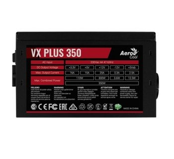   Aerocool ATX 350W VX-350 PLUS (24+4+4pin) 120mm fan 2xSATA RTL