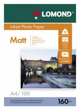 Фотобумага LOMOND Односторонняя Матовая A4/160/100л.