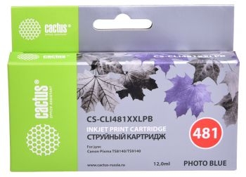 Картридж струйный Cactus CS-CLI481XXLPB фото голубой (12мл) для Canon Pixma TS8140/TS9140