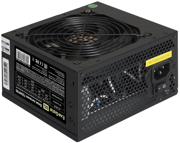 Блок питания 750W ExeGate 750NPXE (ATX, PPFC, SC, 12cm fan, 24pin, 2x(4+4)pin, 2xPCI-E, 5xSATA, 3xID