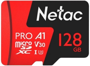   MicroSD card Netac P500 Extreme Pro 128GB, retail version w/o SD adapter