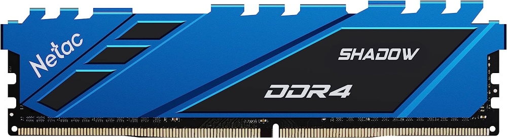 Модуль памяти DDR 4 DIMM 8Gb PC21300, 2666Mhz, Netac Shadow NTSDD4P26SP-08B C19 Blue, с радиатором