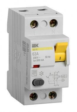Выключатель дифференциальный УЗО Iek MDV10-2-063-300 ВД1-63 2Р 63А 300мА ИЭК
