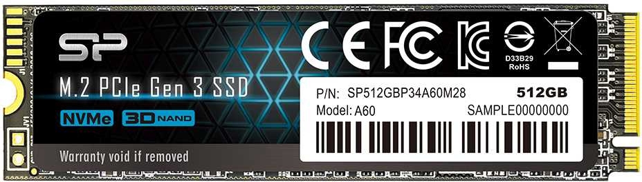   512GB Silicon Power P34A60, M.2 2280, PCI-E 3x4 [R/W - 2200/1600 MB/s]