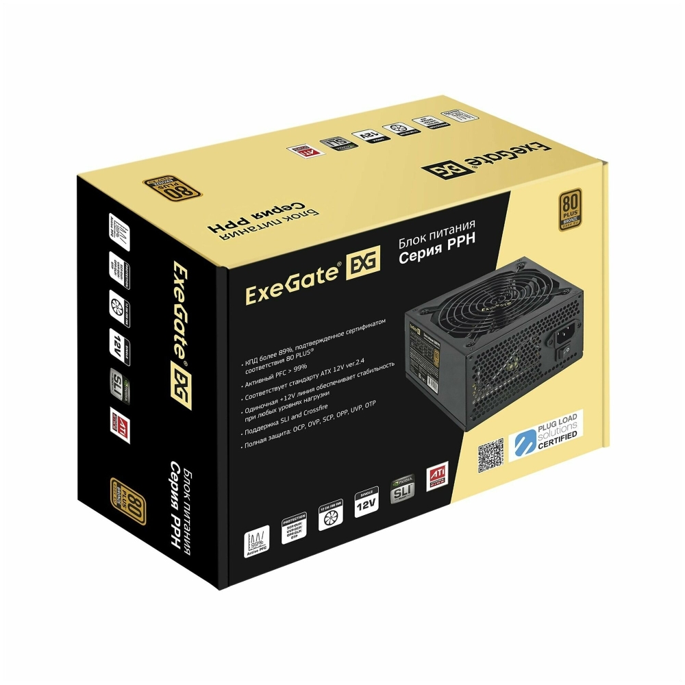   1000W ExeGate 80 PLUS Bronze 1000PPH-OEM (ATX, APFC, SC,  89% (80 PLUS Bronze), 12c