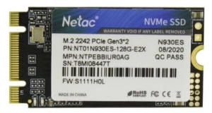  SSD M.2 2242 Netac 128Gb N930ES Series  Retail (PCI-E 3.1 x2, up to 