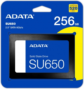  SSD ADATA 256GB SU650 <ASU650SS-256GT-R> 2.5 (SATA3, up to 520/450MBs, 3D NAND, 140TBW)
