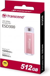  SSD External SSD Transcend 512Gb ESD300 <TS512GESD300S> (USB3.2 gen 2, Type C, 1050/950Mbs, 