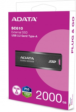 SSD   USB 3.2 2TB BLACK SC610-2000G-CBK/RD ADATA
