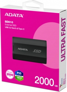   SSD ADATA 2Tb SD810 USB Type-C (2000/2000 Mb/s) metal case black (SD810-2000G-CBK