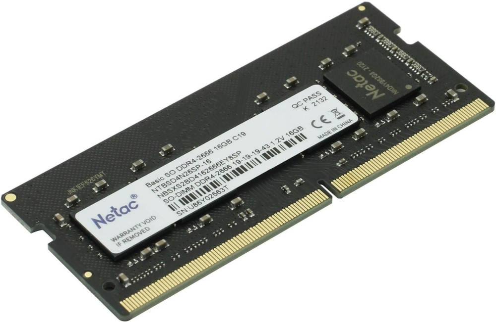   Netac 16Gb DDR4 2666Mhz DIMM SO-DIMM PC21300,  NTBSD4N26SP-16   C19