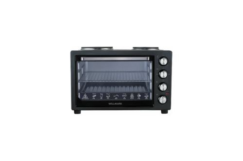 Мини-печь WILLMARK WHO-588B (45 литров, 2 конфорки, термостат,230С, 2450Вт, чёрный)