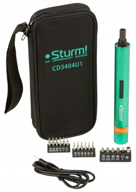 Отвертка Аккумуляторная Sturm! CD3404U1, 3,6 В, USB type C, набор бит, сумка, без ЗУ