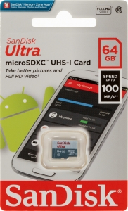   microSD 64GB SanDisk microSDXC Class 10 Ultra UHS-I 100MB/s