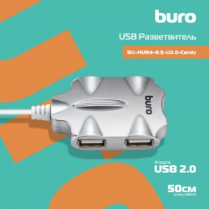  USB 2.0 Buro BU-HUB4-0.5-U2.0-Candy 4. 