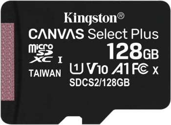   Kingston 128GB micSDXC Canvas Select Plus 100R A1 C10 Single Pack w/o ADP EAN: 7406172990