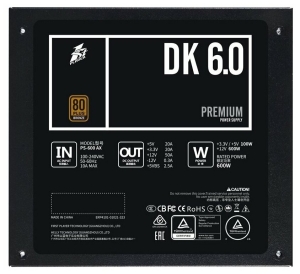   1STPLAYER DK PREMIUM 600W / ATX 2.4, APFC, 80 PLUS BRONZE, 120mm fan / PS-600AX