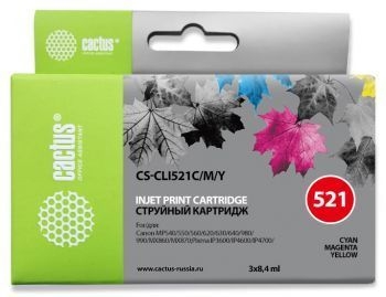   Cactus CS-CLI521C/M/Y   Canon Pixma MP540/MP550 (8,2ml)  3