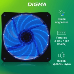  Digma DFAN-LED-BLUE 120x120x25mm 3-pin 4-pin (Molex)23dB 115gr LED Ret