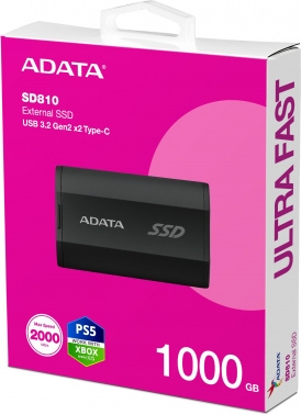   SSD ADATA 1Tb SD810 USB Type-C (2000/2000 Mb/s) metal case black (SD810-1000G-CBK