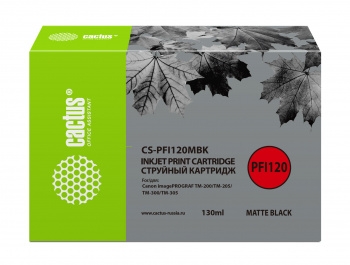 Картридж струйный Cactus CS-PFI120MBK черный матовый (130мл) для Canon imagePROGRAF TM-200/TM-205/TM