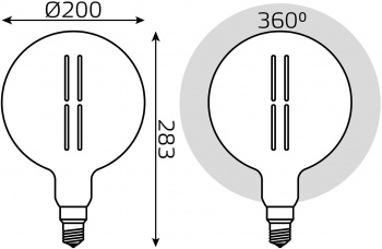  Filament G200 6W 330lm 4000 27 gray straight LED