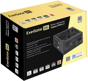   700W ExeGate 700PPH-LT-S, RTL, 80+, ATX, black, APFC, 12cm, 24p, (4+4)p, 5*SATA, 3*IDE