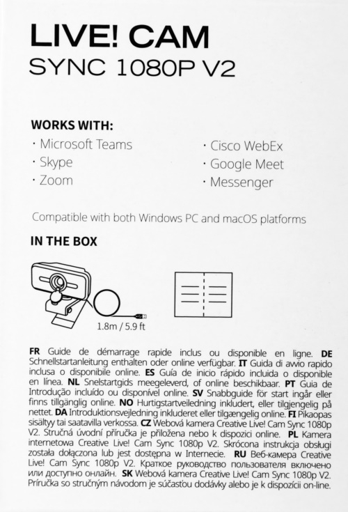  Web Creative Live! Cam SYNC 1080P V2  2Mpix (1920x1080) USB2.0  
