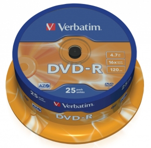  DVD-R Verbatim 4.7Gb 16x Cake Box (25) (43522)