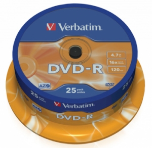 DVD-R Verbatim 4.7Gb 16x Cake Box (25) (43522)