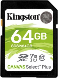   SDHC 64Gb Class10 Kingston , Canvas Select 100R CL10 UHS-I
