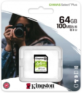   SDHC 64Gb Class10 Kingston <SDS2/64GB>, Canvas Select 100R CL10 UHS-I