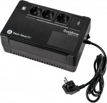  Systeme Electri Back-Save, 800VA/480W, 230V, Line-Interactive, AVR, 3xSchuko, USB charge(type A