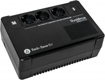  Systeme Electri Back-Save, 800VA/480W, 230V, Line-Interactive, AVR, 3xSchuko, USB charge(type A