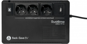  Systeme Electri Back-Save, 800VA/480W, 230V, Line-Interactive, AVR, 3xSchuko, USB charge(type A