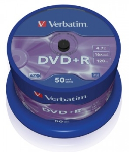  DVD+R Verbatim 4.7Gb 16x Cake Box (50) (43550)