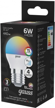   G45 6W E27 RGBW  LED 1/100