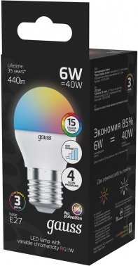   G45 6W E27 RGBW  LED 1/100
