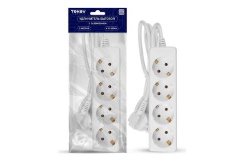 Удлинитель 4х5м с заземл. 16А 3х1 TOKOV ELECTRIC TKE-C01-BU4-5-1-Z