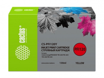 Картридж струйный Cactus CS-PFI120Y желтый (130мл) для Canon imagePROGRAF TM-200/TM-205/TM-300/TM-30