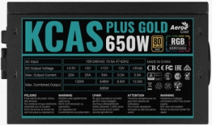   Aerocool ATX 650W Mirage Gold 80+ gold 24+2x(4+4) pin APFC 120mm fan color LED 6xSATA R