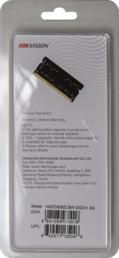   HIKVision SODIMM DDR 4 DIMM 8Gb PC21300, 2666Mhz, HKED4082CBA1D0ZA1/8G