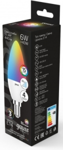   Gauss 6W E14 RGBW+ LED 1/10/100