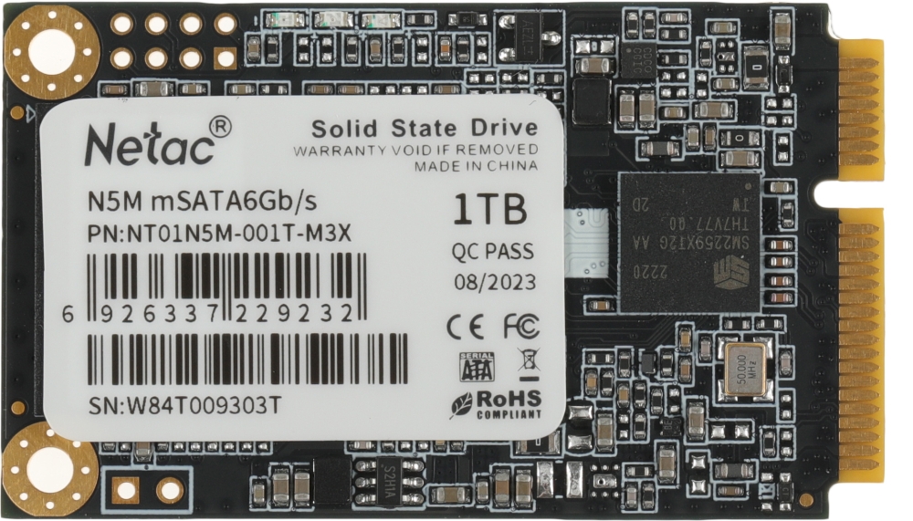  SSD mSATA Netac 1.0Tb N5M Series <NT01N5M-001T-M3X> Retail (SATA3, up to 560/520MBs, 3D T