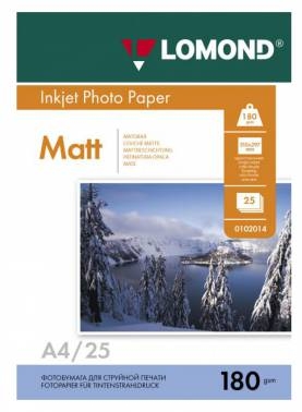 Фотобумага LOMOND Односторонняя Матовая, 180г/м2, A4 (21X29,7)/25л. для струйной печати