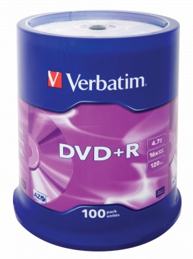  DVD+R Verbatim 4.7Gb 16x Cake Box (100) (43551)