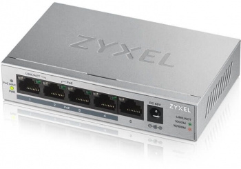  Zyxel GS1005HP Switch PoE +, 5xGE (4xPoE +), desktop, metal, silent, PoE budget 60 W