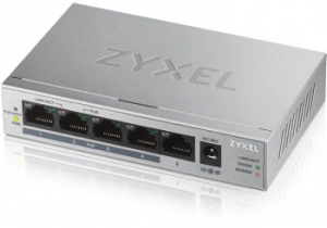  Zyxel GS1005HP Switch PoE +, 5xGE (4xPoE +), desktop, metal, silent, PoE budget 60 W
